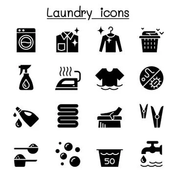 Laundry icon set vector illustration graphic design Illustrazione stock