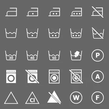 Laundry icons on gray background Stock Illustration