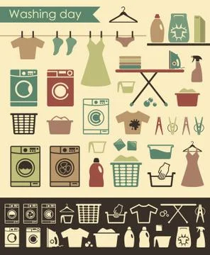 Laundry icons Stock Illustration
