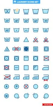 Laundry icons set of 3 types color, black and white, outline. Isolated vector Stock Illustration