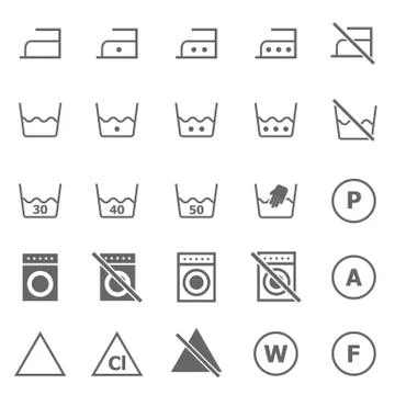 Laundry icons on white background Stock Illustration