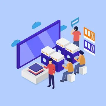 Laundry isometric illustrated on background Stock Illustration