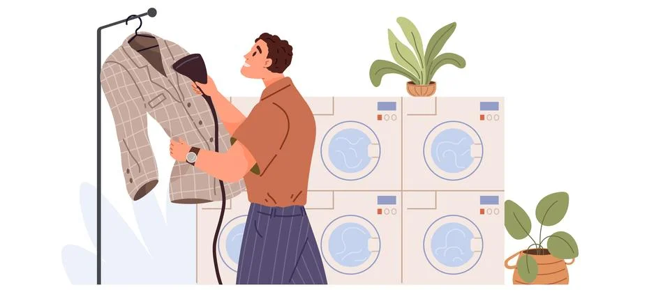 Laundry. Laundry services benefit those without machines. Sorting clothes by Stock Illustration