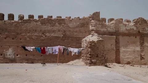 Laundry Line in Morocco Stock Footage 52934660