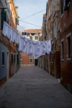 Laundry line in Venice Stock Photos