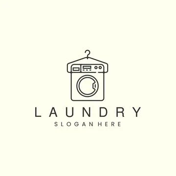 Laundry linear logo icon template design vector illustration Stock Illustration