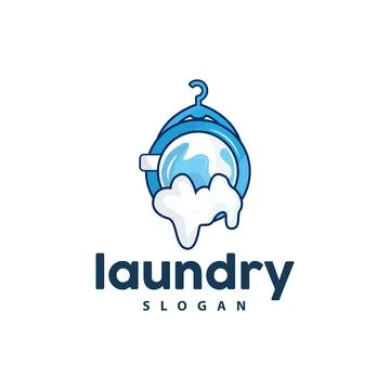Laundry Logo, Cleaning Washing Vector, Laundry Icon With Washing Machine, C.. Stock Illustration