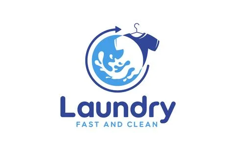 Laundry logo design template. Clothes and water splash illustration for lau.. Stock Illustration