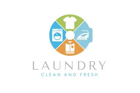 Laundry logo design template. Creative washing machine concept for laundry .. Stock Illustration