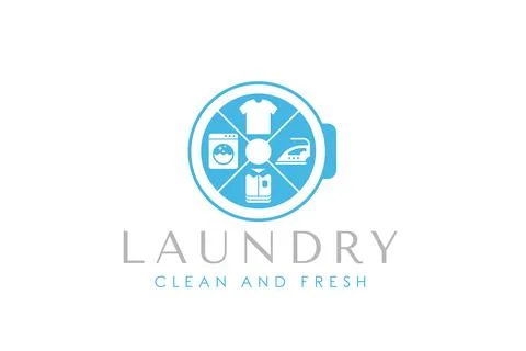 Laundry logo design template. Creative washing machine concept for laundry .. Stock Illustration