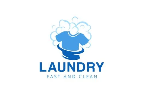 Laundry logo design template. Fast and clean laundry service logo Illustrazione stock