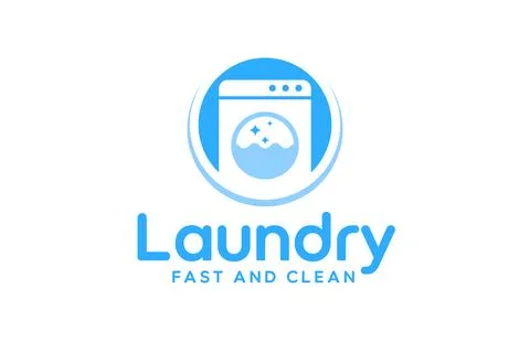 Laundry logo design template. Washing machine icon for laundry service busi.. Stock Illustration