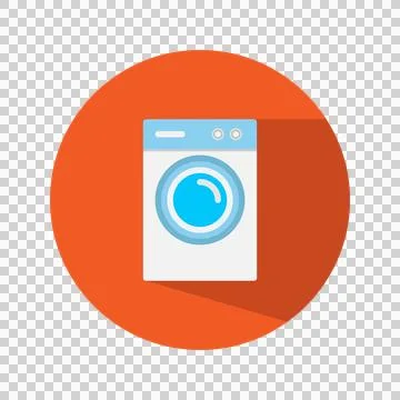 Laundry Machine Flat Background Icon. Editable Stroke.  Stock Illustration