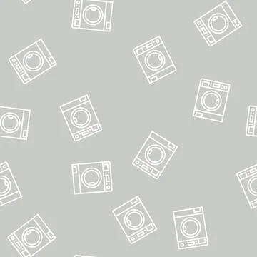 Laundry machine line seamless pattern Illustrazione stock