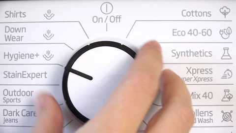 Laundry Machine, Switch On, Off Programming Button  Washing Disinfecting, Clean 動画素材 330634218