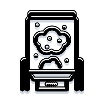 Laundry machine working with soap bubbles and wash cycle icon Stock Illustration