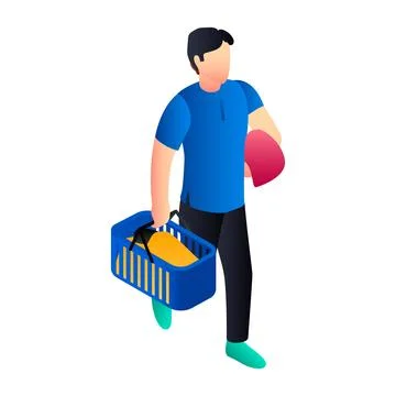 Laundry man basket icon, isometric style Stock Illustration