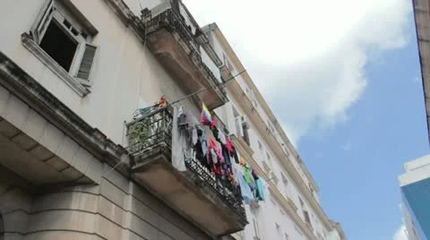Laundry in old Havana Stock Footage 21929326