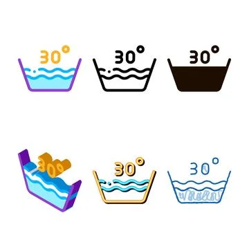 Laundry pack thirty degrees celsius vector line icon Illustrazione stock