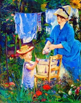 Laundry  painting in high resolution by Eacute; douard Manet. Stock Illustration