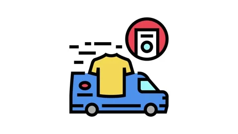 Laundry pick up delivery color icon animation Stock-Footage 224021772