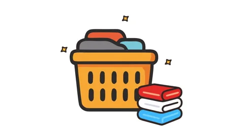 Laundry process icon pack loop animation Stock Footage 334395332