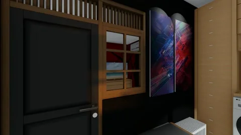 Laundry room and mini bar in the small space tropical design illustration Stock Footage 181572926