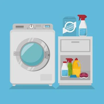 Laundry room flat icons Stock Illustration