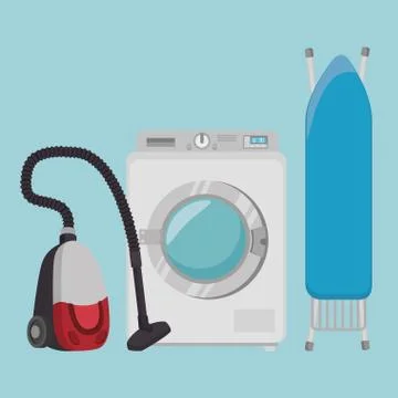 Laundry room flat icons Stock Illustration