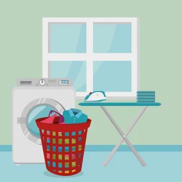 Laundry room flat icons イラスト素材