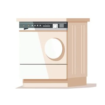 Laundry Room Harmony: Flat Style Washing Machine Illustration 스톡 일러스트