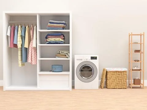 Laundry room interior with floor Stock Illustration