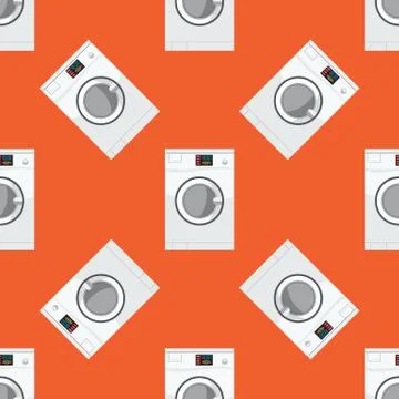 Laundry room or washer machine seamless pattern. Flat and solid color texture Illustrazione stock