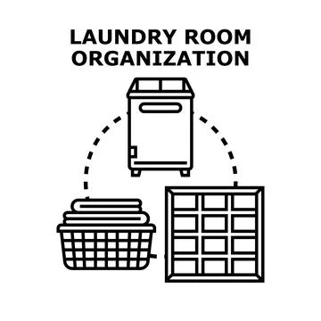 Laundry room organization system planning efficiently managing household task Stock Illustration
