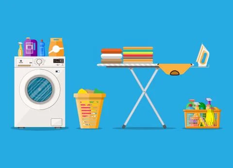 Laundry room with washing machine Stock Illustration