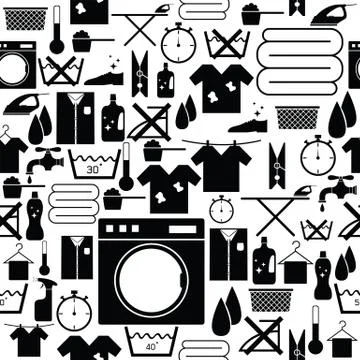 Laundry seamless pattern background icon. Illustrazione stock