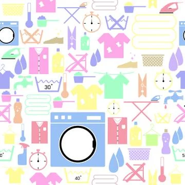 Laundry seamless pattern background icon. Illustrazione stock
