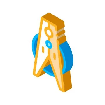 Laundry Service Clothes Peg isometric icon vector illustration Stock Illustration