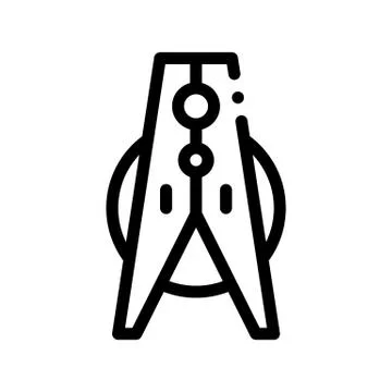 Laundry Service Clothes Peg Vector Thin Line Icon Stock Illustration