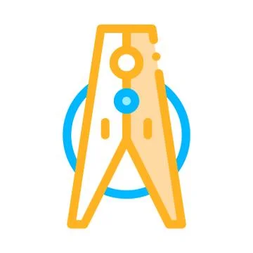 Laundry Service Clothes Peg Vector Thin Line Icon Stock Illustration