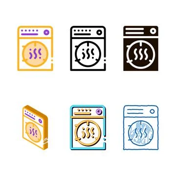 Laundry service dry machine vector thin line multistyle icon Stock Illustration