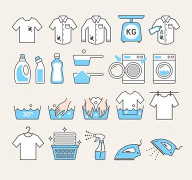 Laundry service icons. Vector illustrations. Stock-Illustration