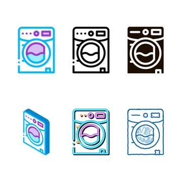 Laundry service machine vector multipack thin line icon Stock Illustration