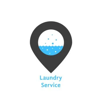 Laundry service with simple pin Stock Illustration