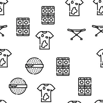 Laundry Service Tool Vector Seamless Pattern 스톡 일러스트