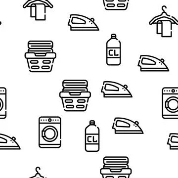 Laundry Service Tool Vector Seamless Pattern 스톡 일러스트