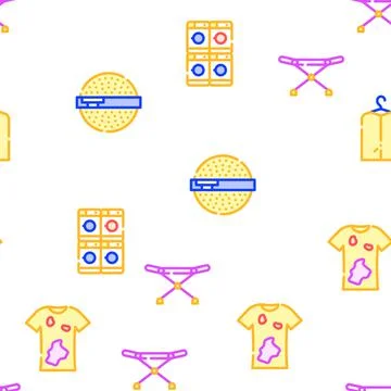 Laundry Service Tool Vector Seamless Pattern 스톡 일러스트
