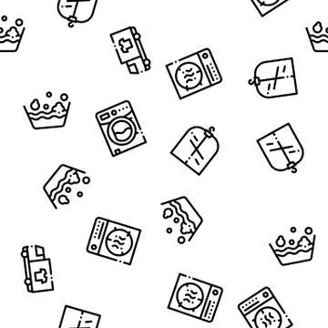 Laundry Service Vector Seamless Pattern 스톡 일러스트