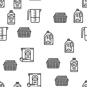Laundry Service Washing Clothes Vector Seamless Pattern 스톡 일러스트