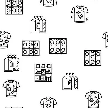 Laundry Service Washing Clothes Vector Seamless Pattern 스톡 일러스트